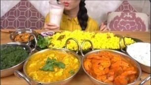 'ASMR INDIAN FOOD | LASSI | LEMON RICE | SPINACH SAAG | EATING SOUNDS | NO TALKING'