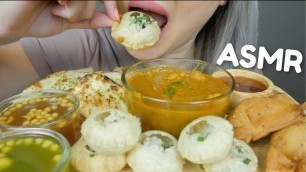 'ASMR INDIAN FOOD *Golgappa, Chicken Curry, Samosas & Garlic Naan No Talking Eating Sounds| N.E'