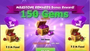 'Milestone Reward 150 Gems-Dragon Mania Legends | 7 5 M Food Bingo Complete | DML'