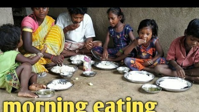 'morning eating rice and moong dal |indian food eating family |'
