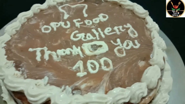 '১০০ সাবস্ক্রাইবার স্পেশাল কেক|| Opu food Gallery 100 Special || Dalgona  cream Cake || Thanks You f'