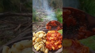 'Forest cooking Gnocchi️ Bushcraft Style_Bushcraft cooking recipes _ Outdoors camping _ Food porn #65'