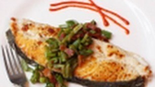 'Food Wishes Recipes - Halibut with Bacon and Roma Beans - How to Make Halibut with Bacon Roma Bean Relish'