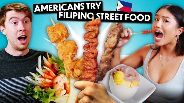 'Trying Filipino Street Food For The First Time! (Balut, Kwek Kwek, Isaw, Lumpiang Ubod)'