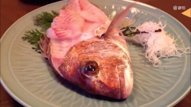 'Terrifying moment: sashimi fish jumps from dinner plate'