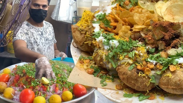 'Man Making Mouth-Watering SEV PURI || Famous Street Food Dahi Sev Puri Chaat Recipe in Mumbai Style'