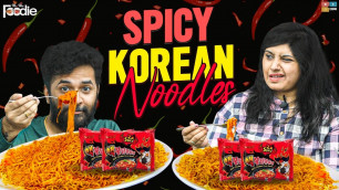 'Spicy Korean Noodles Challenge w/ How Well Do We Know Each Other | Mr&Mrs Foodie |  Wirally Food'
