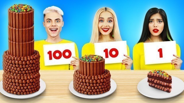'100 Layers of Chocolate Food Challenge |  Yummy Food War with Chocolate for 24 HRS by RATATA'