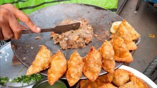 'Dahi Samosa Chaat | Served on Leaf Plate | Indian Street Food'