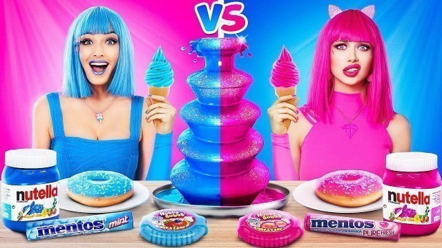 'Pink Food vs Blue Food Challenge | Eating Only One Color Food 24 HRS! Mukbang by RATATA'