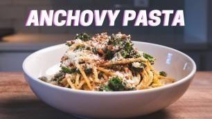 'ANCHOVY PASTA | Spaghetti with Broccolini, Anchovies, and Breadcrumbs'