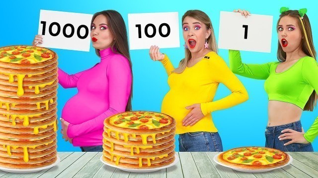 '1000 LAYERS FOOD CHALLENGE || No Hands VS 2 Hands VS 1 Hand! Try To Win For 24 HRS by 123 GO! FOOD'