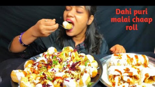 'EATING DAHI PURI,MALAI CHAAP ROLL| INDIAN STREET FOOD EATING'