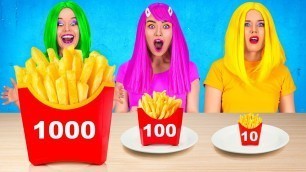 '100 LAYERS FOOD CHALLENGE || Giant vs Tiny Food Challenge for 24 Hours by 123 GO! FOOD'
