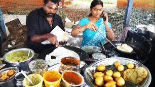 'Hard Working Telugu Husband Wife Manages All | Tiffins Price @ 10 rs Plate | Kakinada Street Food'