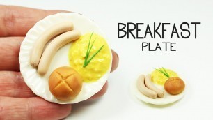 'polymer clay Breakfast Plate TUTORIAL (sausage,scrambled eggs, bun) | polymer clay food'
