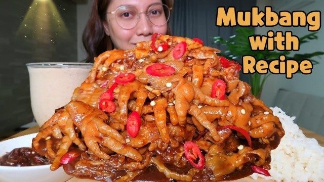 'BONELESS SPICY CHICKEN FEET ADOBO | Mukbang Philippines'