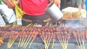 'BBQ FAT CHUNK OF CHICKEN/BEEF SATAY • SATE / MALAYSIA STREET FOOD'