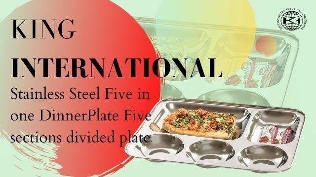 'King International Stainless Steel Five Compartment Dinner Plate/Gurudwara Plate-37 cm'