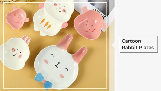 'Underglaze ceramic cute children food dishes creative cartoon rabbit plates'