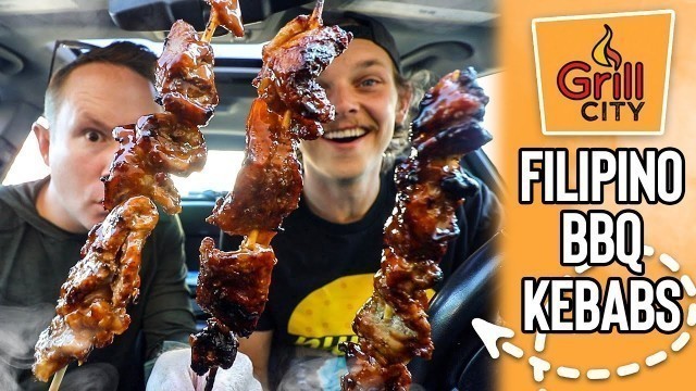 'Eating Filipino-Style BBQ Kebabs from Grill City | *FIRST TIME AT SEAFOOD CITY SUPERMARKET* 