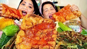 'BAKED LECHON BELLY PHILIPPINES MUKBANG REAL MUKBANG FILIPINO FOOD EATING SHOW'