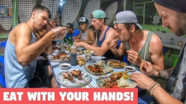 'FOREIGNERS EATING Amazing Local FILIPINO BBQ At Night | FIGHTER BOYS Philippines'
