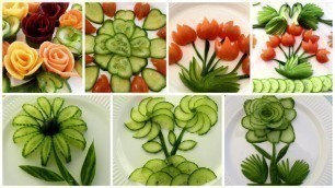 '10 Super Salad Decoration Ideas - Vegetable Flower Plate Decoration'