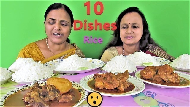 'MASSIVE EATING FOOD | 10 PLATE RICE CHALLENGE WITH CHICKEN – MUTTON CURRY |HUGE RICE EAT COMPETITION'