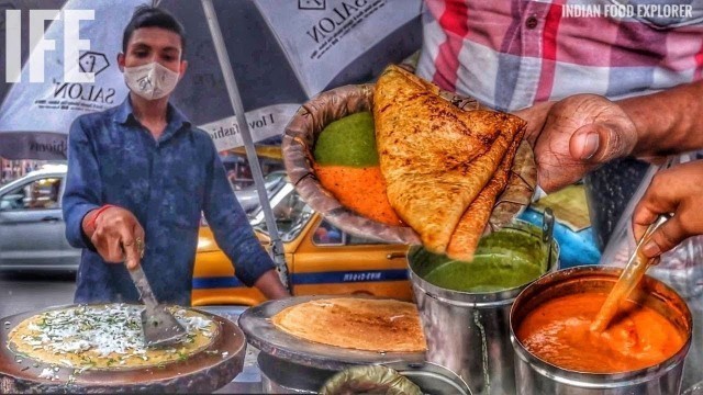 'Delicious South Indian Onion Paneer Chilla Dosa in Kolkata | Kolkata Street Food | Street Food India'