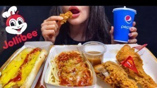 'ASMR JOLLIBEE FILIPINO FOOD MUKBANG (No Talking) EATING CHICKEN + SPAGHETTI + HOTDOG'