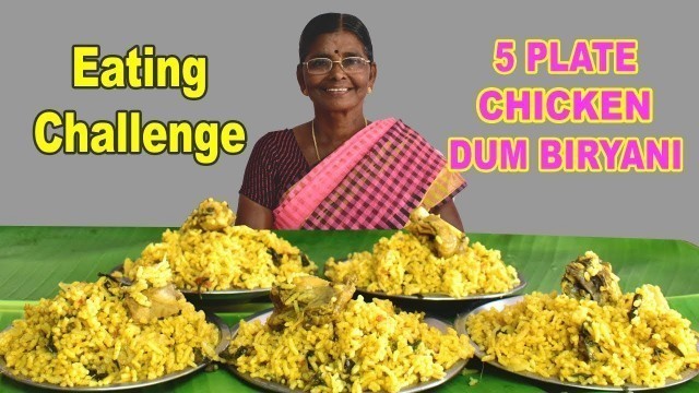 '5 PLATE CHICKEN DUM BIRYANI EATING CHALLENGE IN 7 min | BIRYANI EATING COMPETITION | Food Challenge'