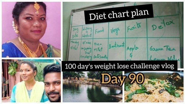 '100 days weight lose challenge vlog/ Day 90/Diet chart plan/Amma veedu/mutton Biryani'