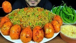 'EATING BOILED EGGS MASALA WITH MAGGI NOODLES, CHILLIES, PAYESH | FOOD EATING VIDEOS | EATING SOUNDS'