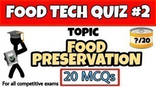 'Food Preservation MCQs | FSO Exam MCQ | Fssai exams | CFSO & TO | State FSO'