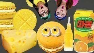 'Mukbang Yellow food  NIK-L-NIP 노란색 디저트 먹방 LEMON, CHEESE CAKE, JELLY 랩잇 Labeat'