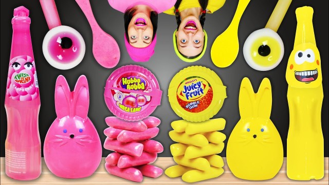 'Pink Food VS Yellow Food Challenge 핑크색 노란색 음식 챌린지 by Pico Pocky'