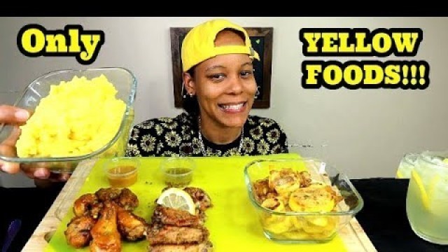 'EATING MY WIFES FAVORITE COLOR FOODS CHALLENGE! ALL HOMEMADE YELLOW FOODS MUKBANG!'