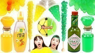 'Green vs Yellow food mukbang challenge by yomi yami'
