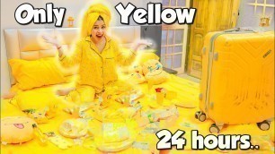 'Using only *YELLOW* things for 24 Hours Challenge!!