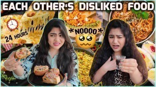 'EATING EACH OTHER\'S DISLIKED FOOD FOR 24 HOURS | FOOD CHALLENGE | Thakur Sisters'