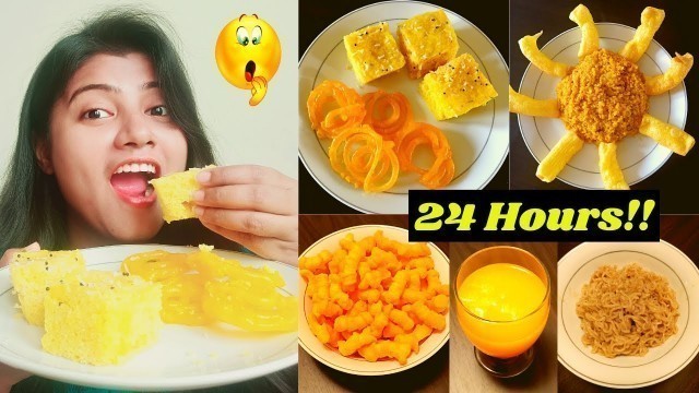 'I Ate Only Yellow Food for 24 Hours | Eating Yellow Food for 24 Hours Challenge | Lets Try Out'