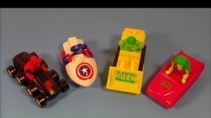 '1990 MARVEL SUPERHEROES VEHICLES SET OF 4 HARDEE\'S KID\'S MEAL TOY\'S VIDEO REVIEW'