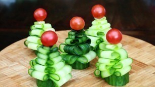 'How To Make Cucumber Christmas Trees - Christmas Party Food Ideas'