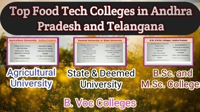 'Top Food Tech Colleges in Andhra Pradesh and Telanagana | Rameshwar Jaju'