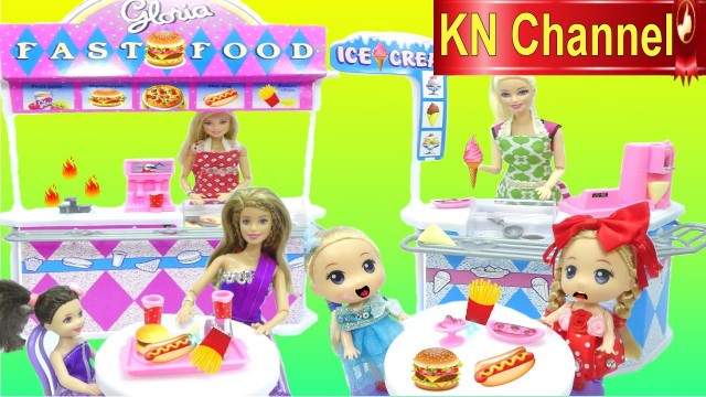 'Đồ chơi trẻ em CỬA HÀNG THỨC ĂN NHANH VÀ KEM Toy review ice cream & fast food play set'