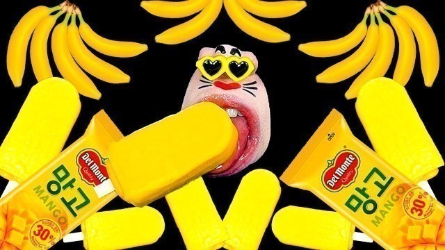 'ASMR MUKBANG :) YELLOW FOOD! Mango Ice Cream & Sweet Banana EATING SHOW!'