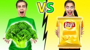 'YELLOW FOOD VS GREEN FOOD CHALLENGE by Ideas 4 Fun'