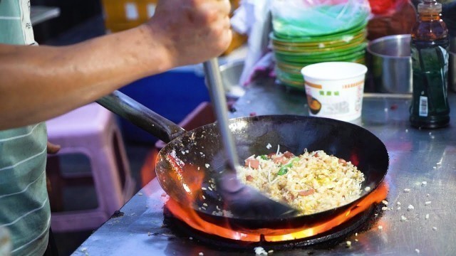 'Chinese Street Food - Iron Wok Egg Fried Rice Fried Noodles,Shanghai juicy steamed bun'